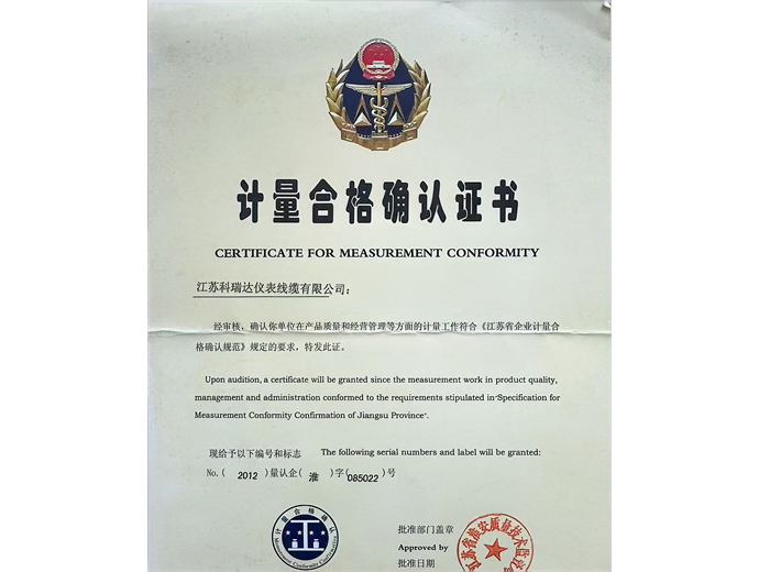 计量合格确认证书-2012